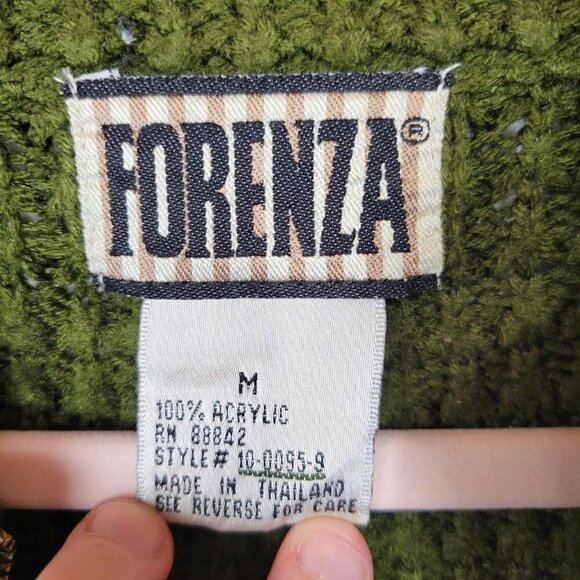 Vintage Forenza Forest Green Chunky Waffle Knit Long Oversized Quarter Zip Sweat - Picture 4 of 4
